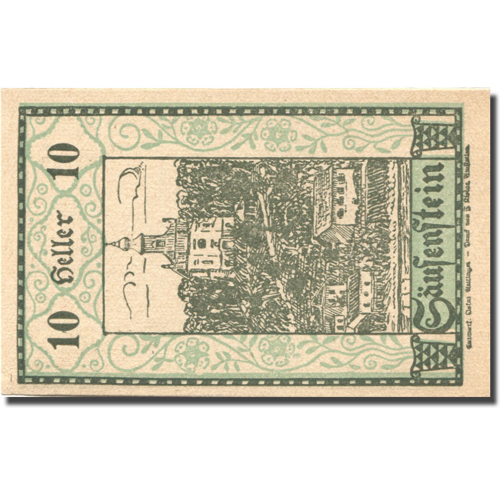 Banknote, Austria, Säusenstein 10 Heller 1920 green UNC(63) Mehl:FS 950c