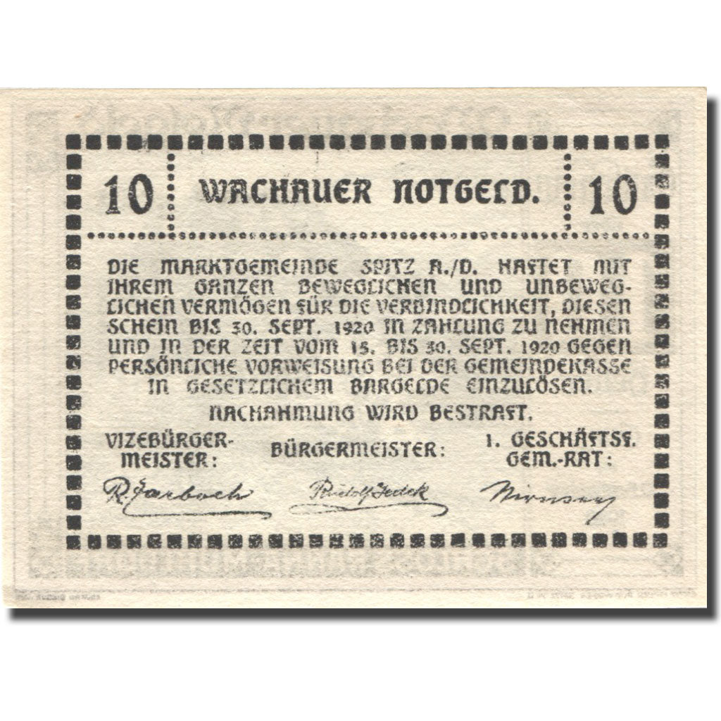 Banconote, Austria, Ranna-Muhldorf 10 Heller château 1920 SPL Mehl:FS 1122.7IIa