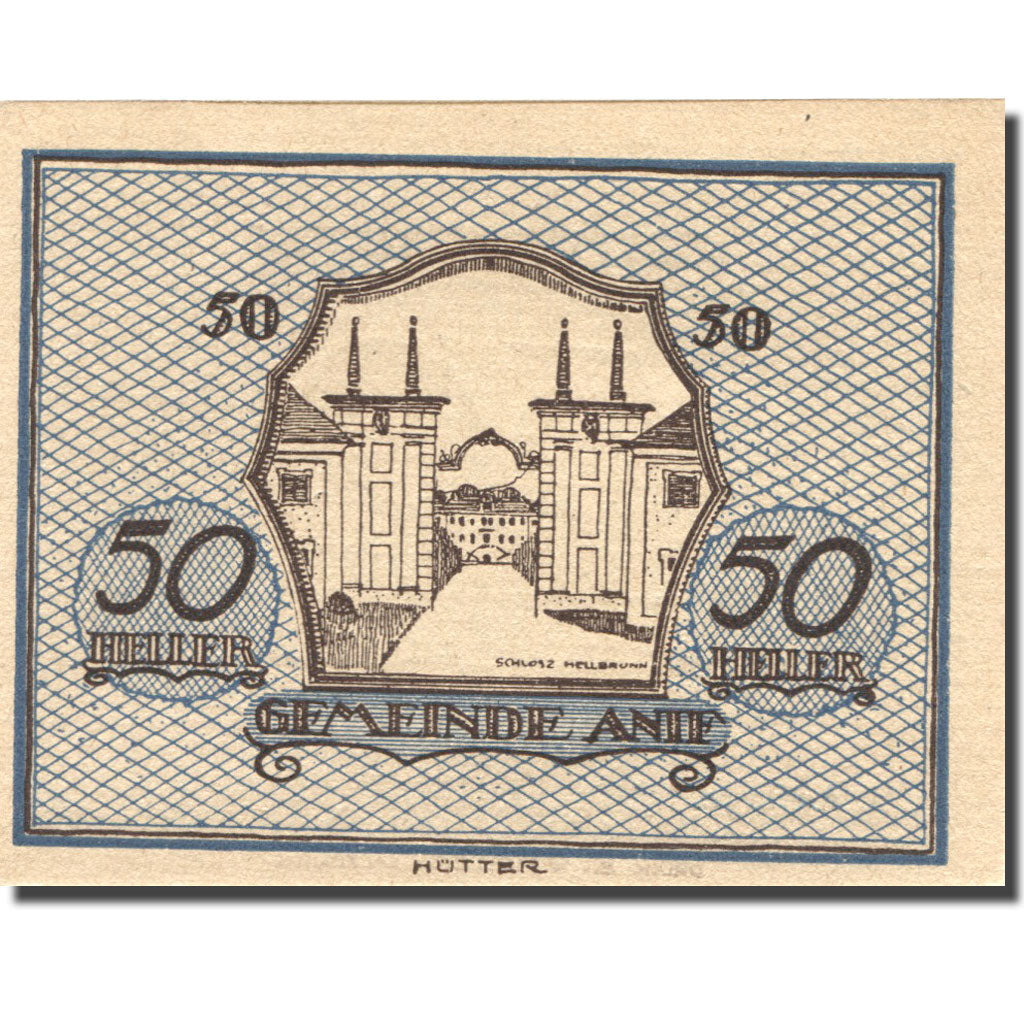 Banknote, Austria, Anif, 50 Heller, château, 1920 UNC(63), Mehl:FS 43b