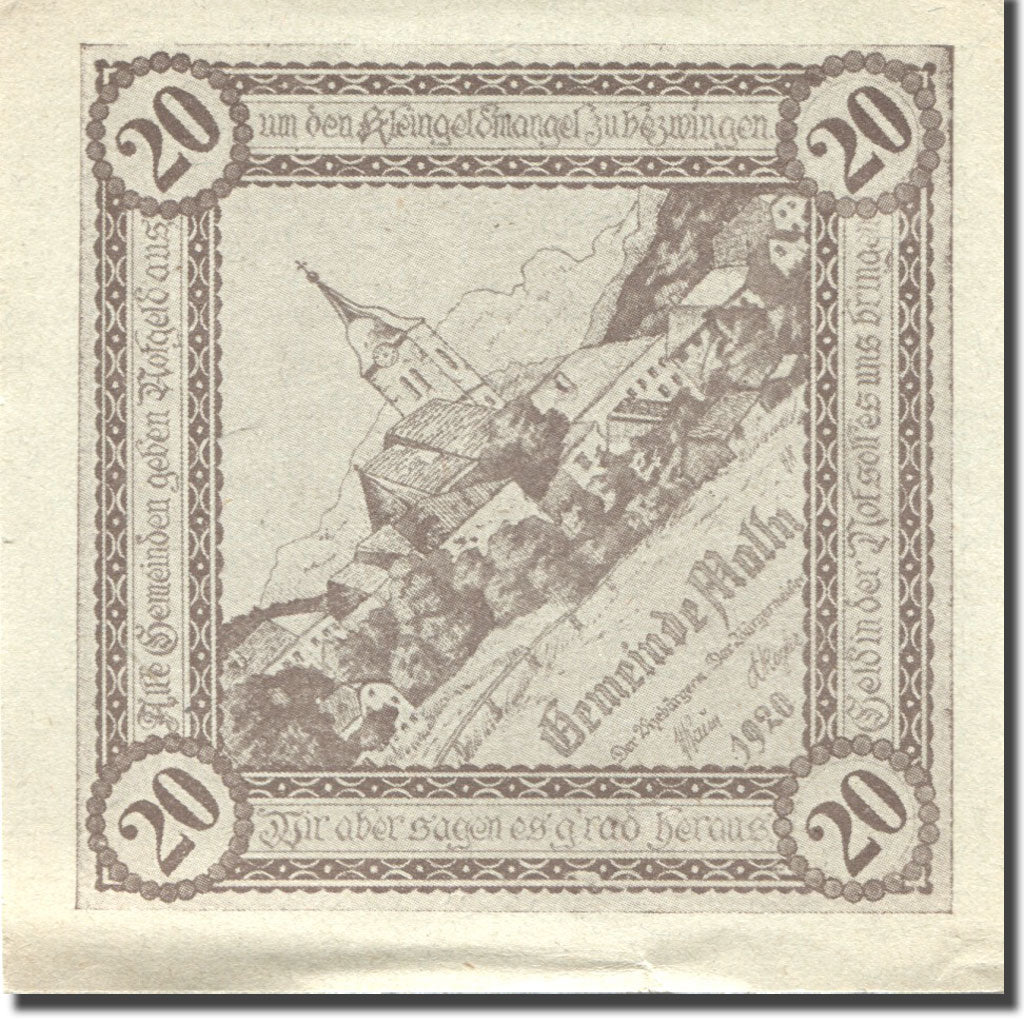 Geldschein, Österreich, Mölln, 20 Heller, village 1920-08-31, VZ Mehl:FS 625