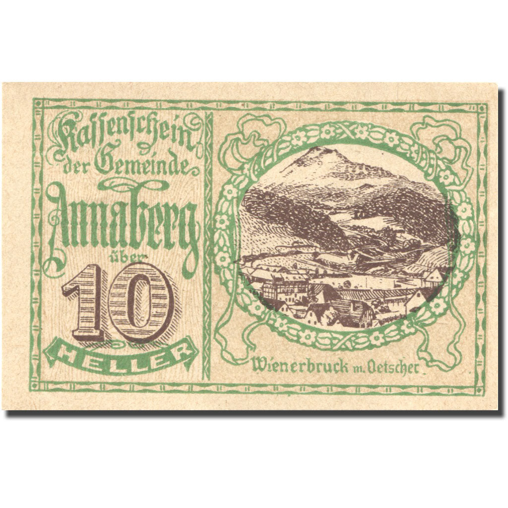 Banknote, Austria, Annaberg, 10 Heller, montagne, 1920 UNC(63) Mehl:FS 44a