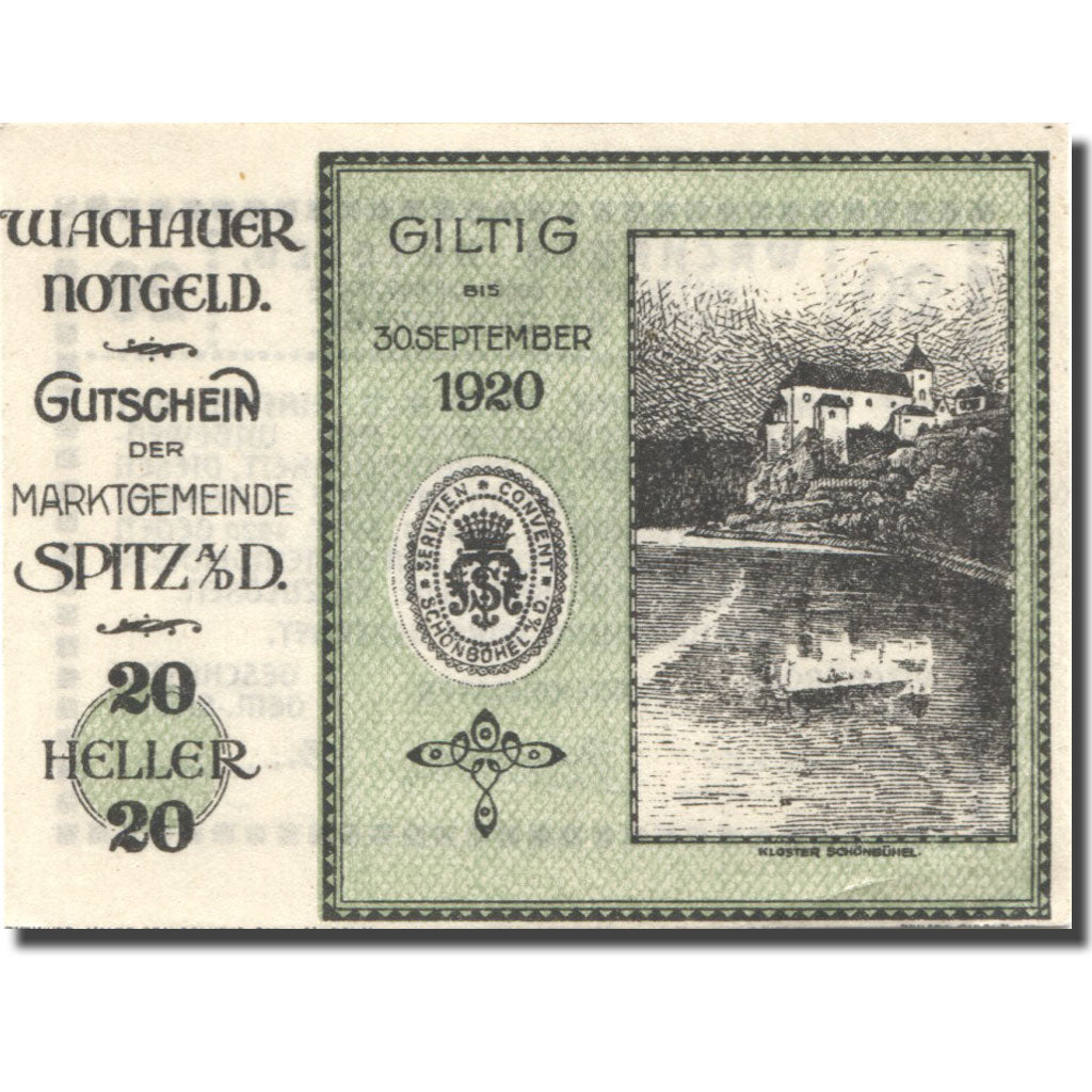 Banknote, Austria, Spitz a/dDonau, 20 Heller, Eglise, 1920 UNC(63) Mehl:FS 1122