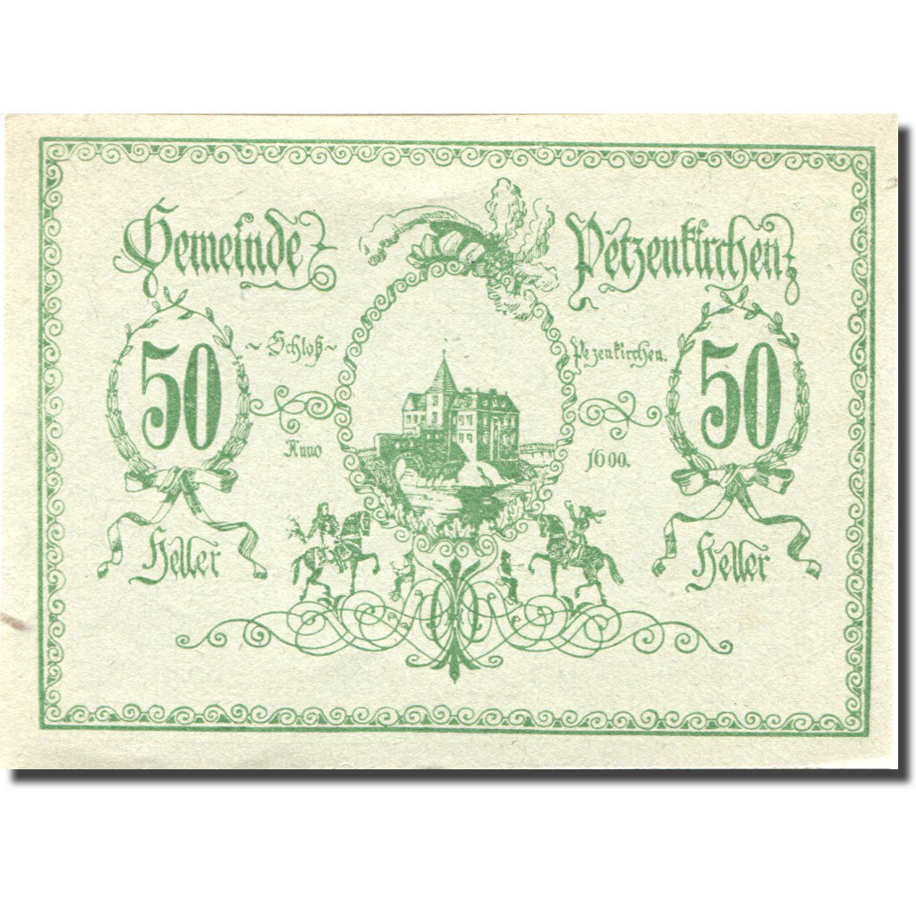 Banknote, Austria, Petzenkirchen, 50 Heller, village, 1920 UNC(63) Mehl:FS 740a