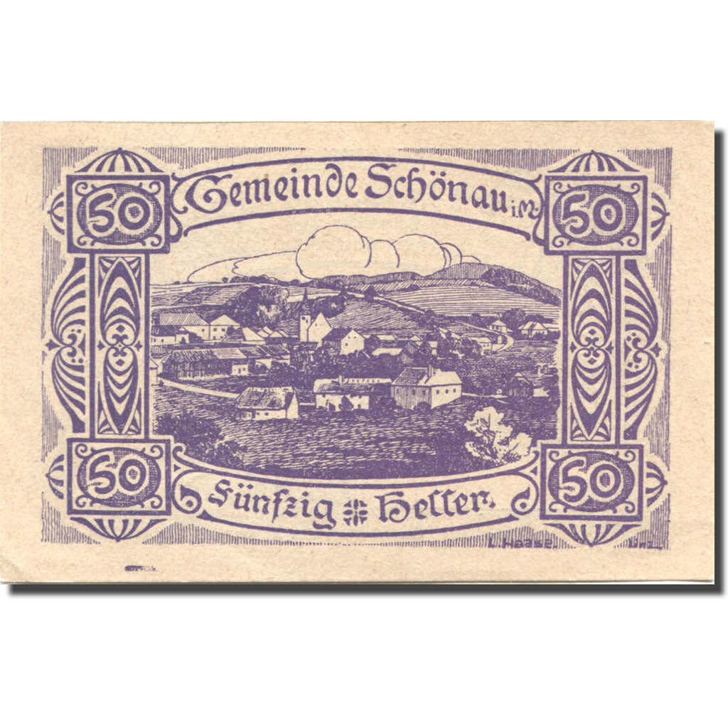 Banknote, Austria, Schönau, 50 Heller, village, 1920 UNC(63) Mehl:FS 966b