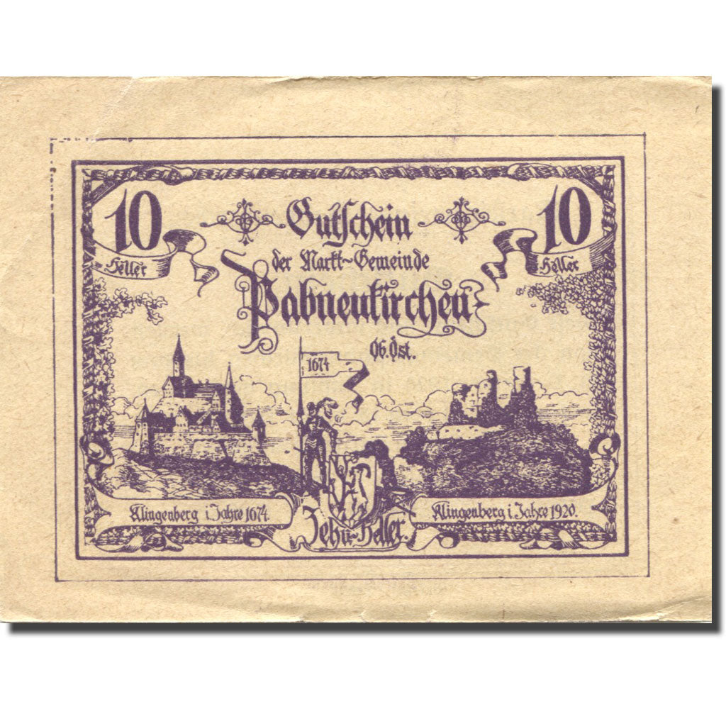 Banknote, Austria, Pabneukirchen, 10 Heller, château 1920 AU(55-58) Mehl:FS 719b