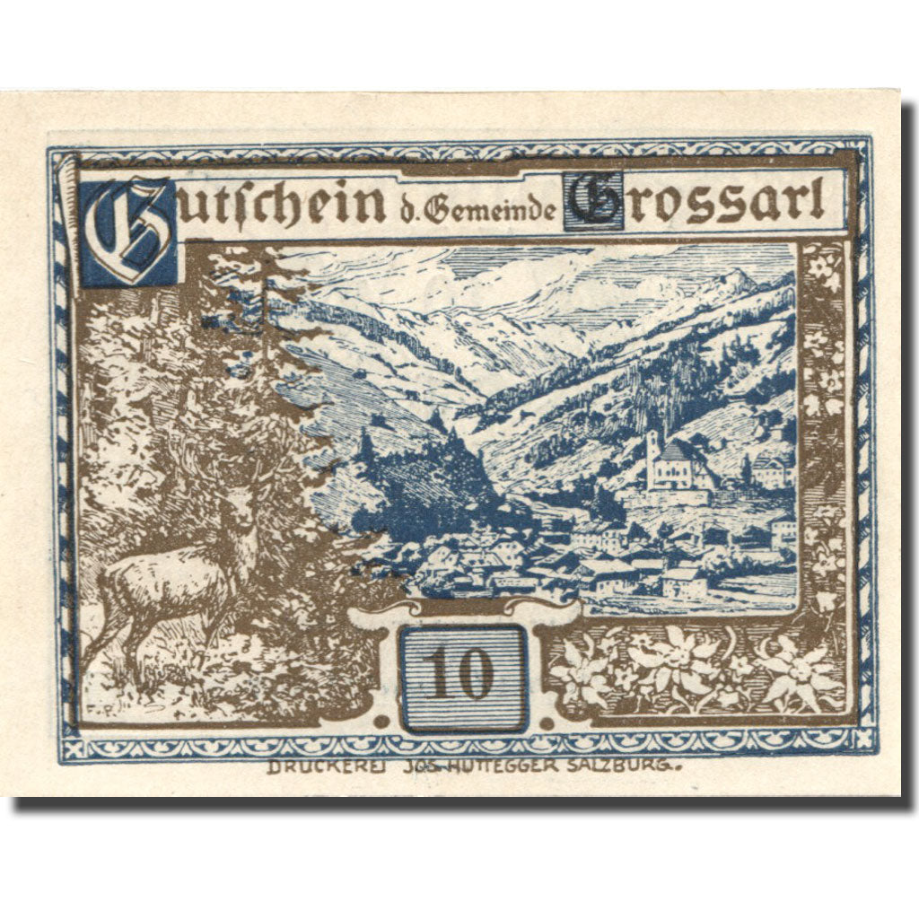 Banknote, Austria, Grossarl, 10 Heller, Blason, 1920 UNC(63) Mehl:FS 292a