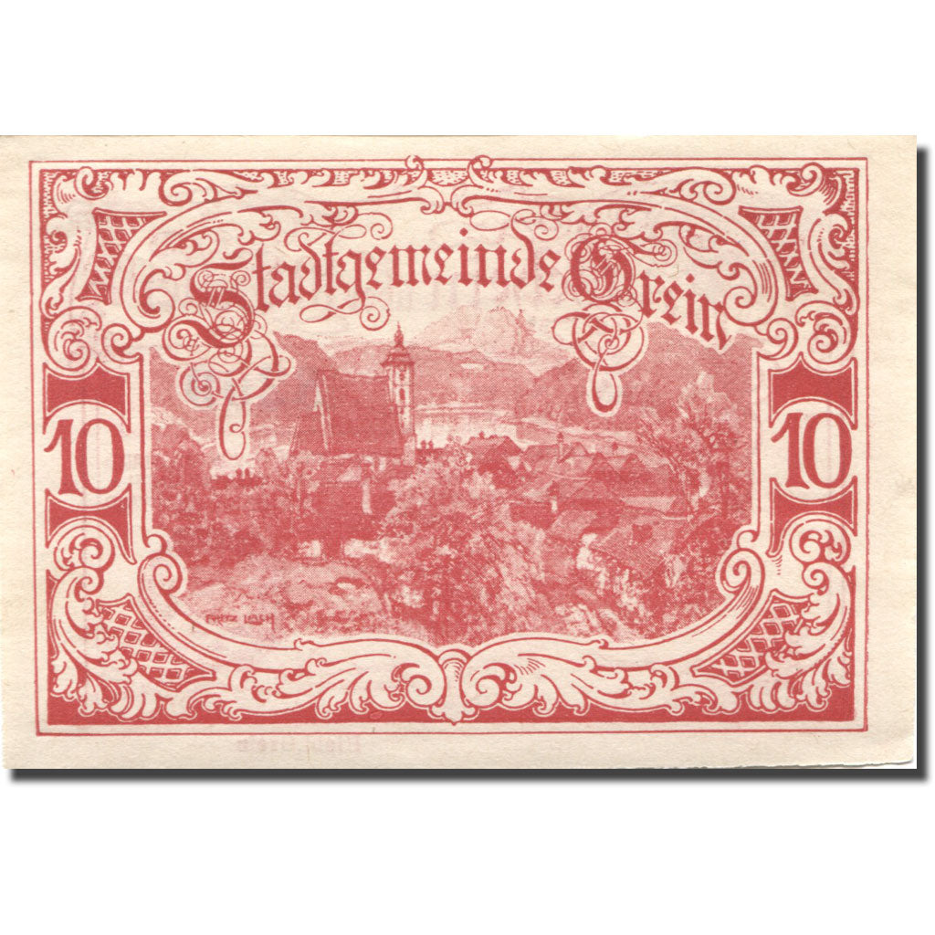Billet, Autriche, Grein, 10 Heller, village 1920-04-15, SPL Mehl:FS 276IIa