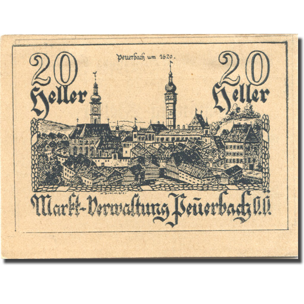 Billete, Austria, Peuerbach, 20 Heller, village 1920-12-31, EBC Mehl:FS 742Ia1