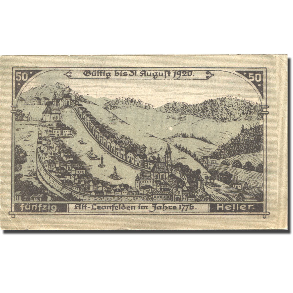 Banknote, Austria, Leonfelden, 50 Heller, château, 1920 EF(40-45) Mehl:FS 514