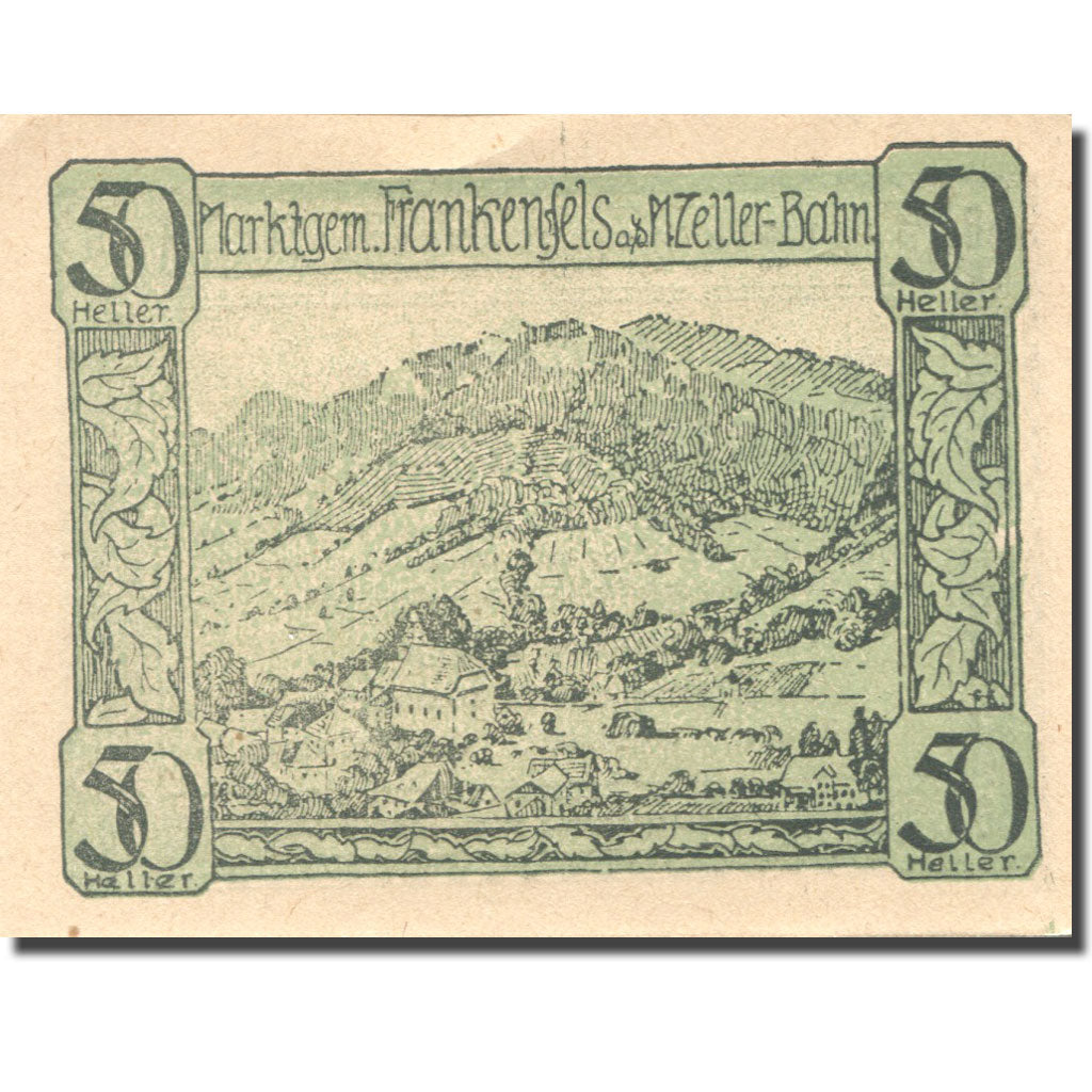 Banknote, Austria, Frankenfels, 50 Heller, paysage, 1920 UNC(63) Mehl:FS 208a