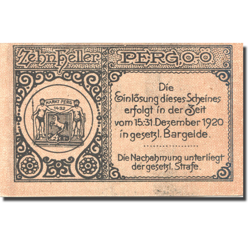 Banknote, Austria, Perg, 10 Heller, Eglise 1920-12-31, UNC(63), Mehl:FS 730I