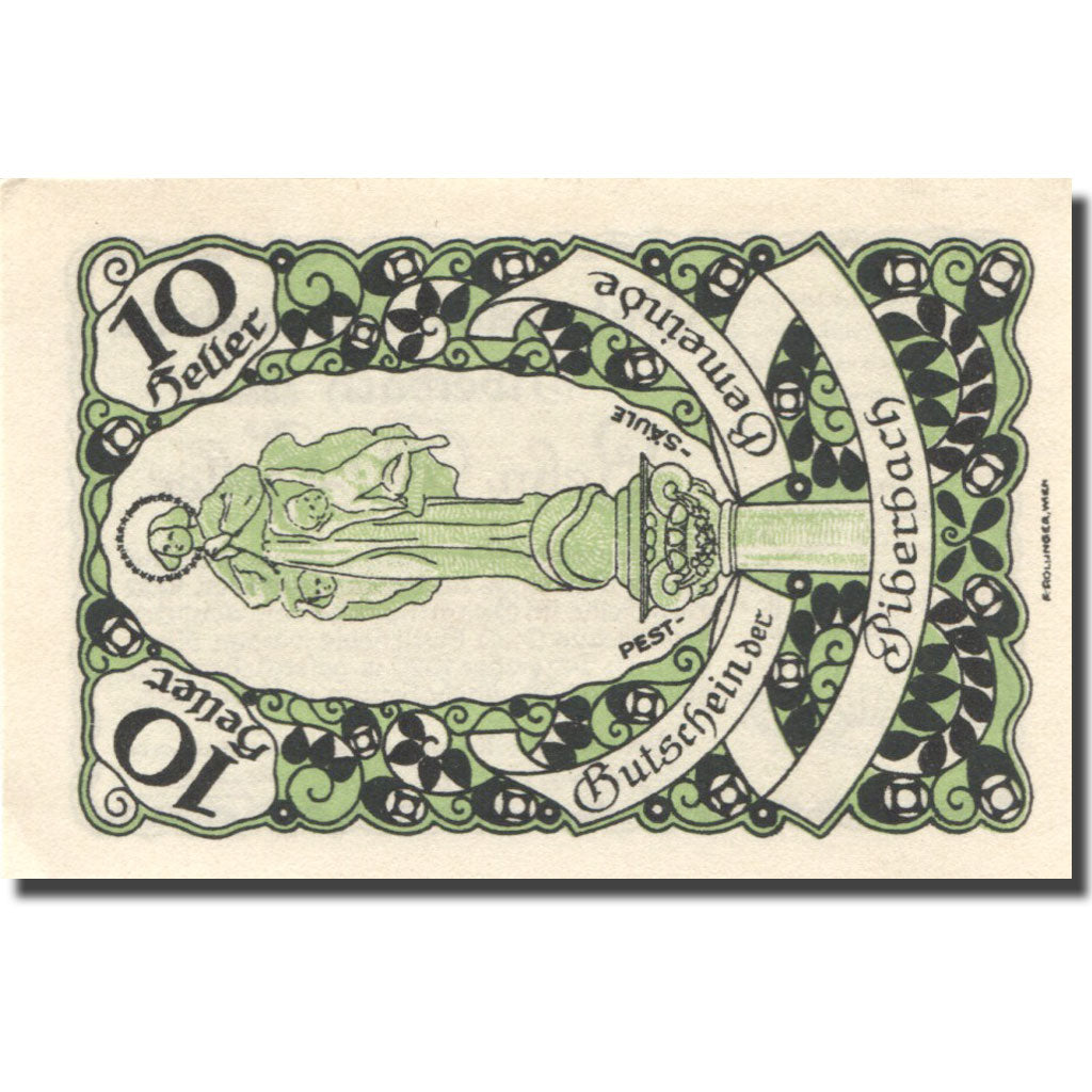 Banconote, Austria, Piberbach, 10 Heller, Monument, 1920 SPL Mehl:FS 746a