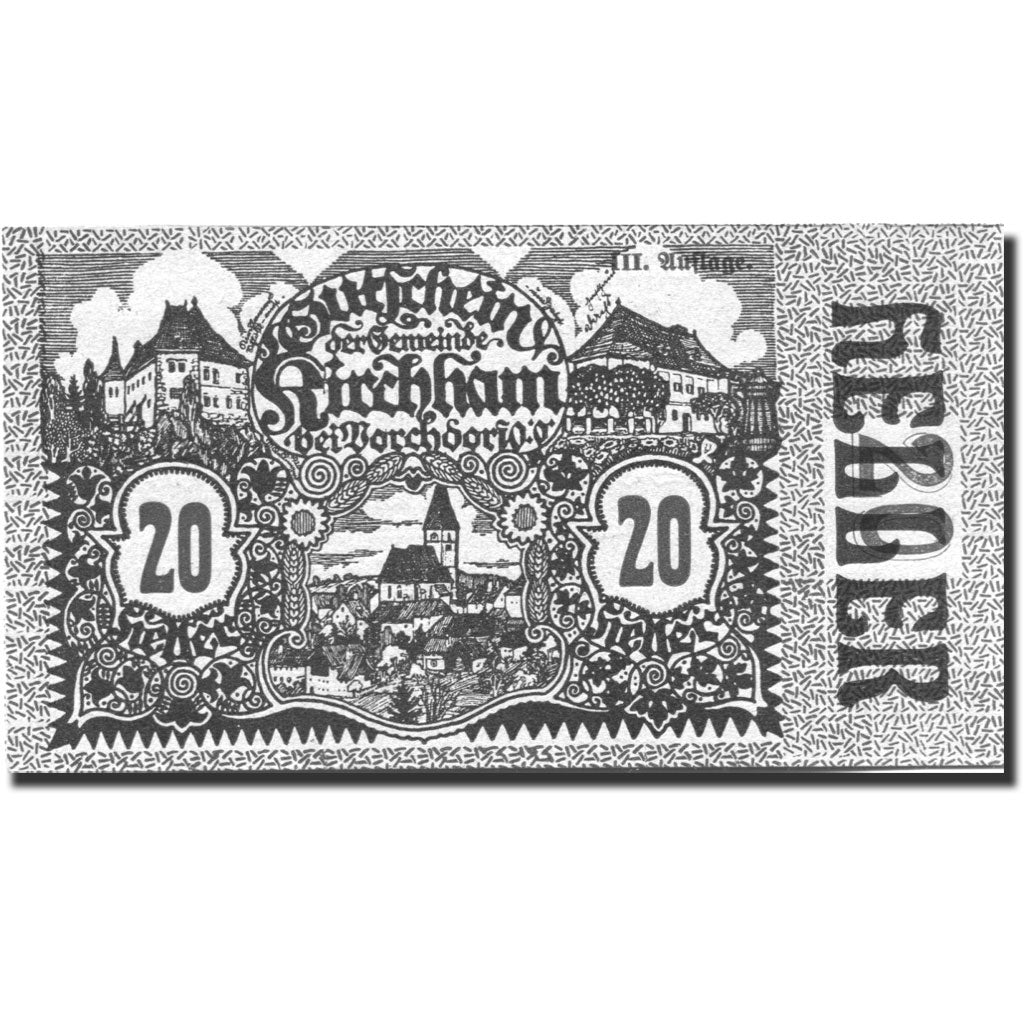 Banknote, Austria, Kirchham, 20 Heller, paysage, 1920 UNC(63) Mehl:FS 446Ia