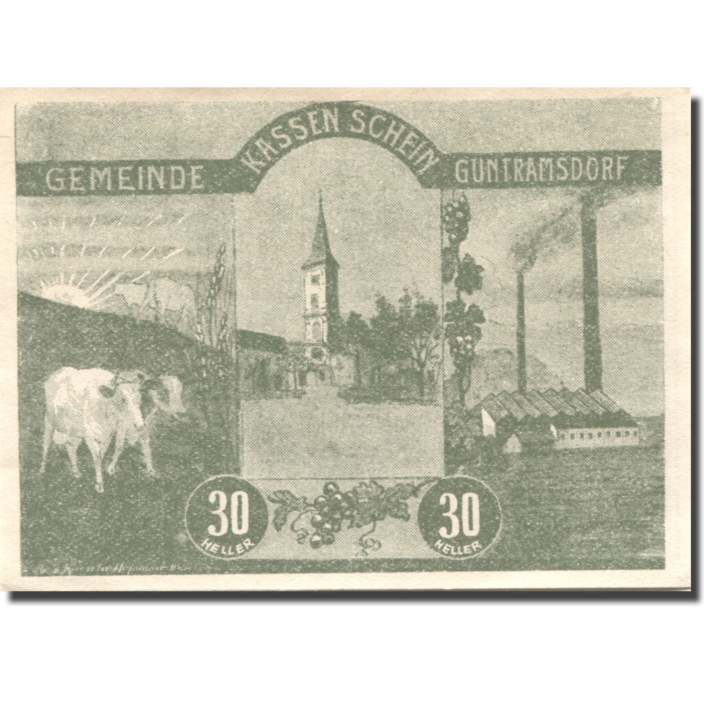 Banknote, Austria, Guntramsdorf, 30 Heller, Usine, 1920 UNC(63) Mehl:FS 310e