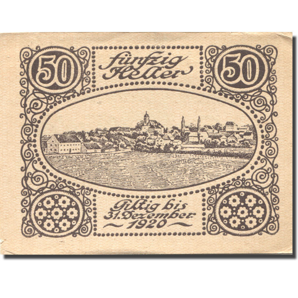 Banconote, Austria, Thanstetten, 50 Heller, paysage, 1920, SPL- Mehl:FS 1068ax