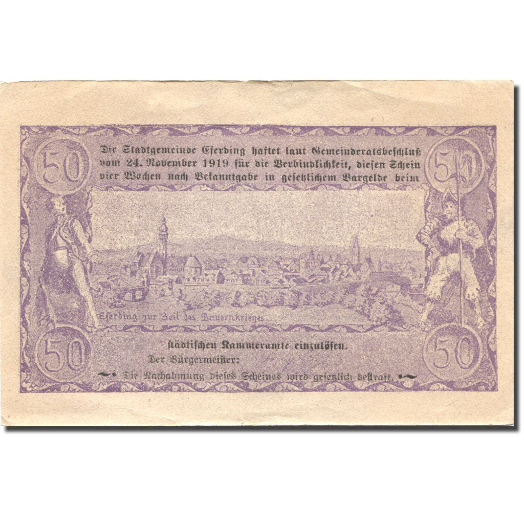 Banknote, Austria, Eferding, 50 Heller, paysage, 1919 AU(55-58 ) Mehl:FS 152I