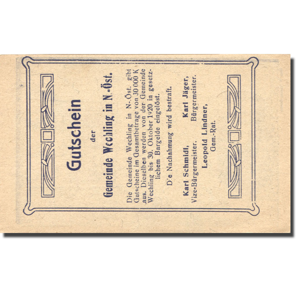 Banknote, Austria, Wechling, 20 Heller, Eglise, 1920 UNC(63) Mehl:FS 1145a