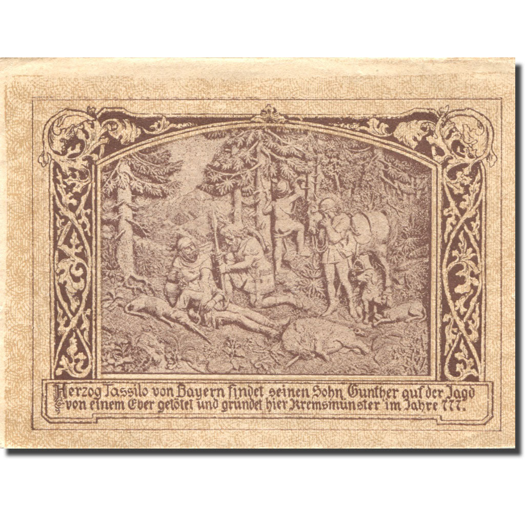 Banknote, Austria Kremsmunster 50 Heller chasseur 1920 UNC(60-62) Mehl:FS 476II
