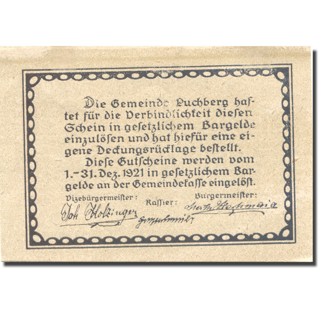 Banknote, Austria, Puchberg, 20 Heller, Eglise, 1921 UNC(63) Mehl:FS 785a