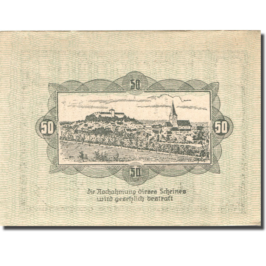 Banknote, Austria, Weitra, 50 Heller, château, 1920 UNC(63) Mehl:FS 1166a