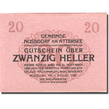 Banknote Austria Nussdorf am Attersee 20 Heller Eglise 1920 UNC(63) Mehl:FS 677a