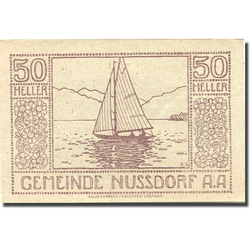 Banknote Austria Nussdorf am Attersee 50 Heller bateau 1920 UNC(63) Mehl:FS 677a