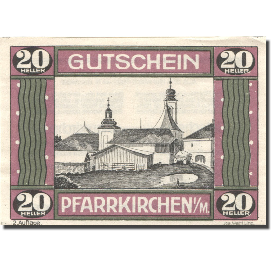 Banknote, Austria, Pfarrkirchen 20 Heller, ferme, UNC(63), Mehl:FS 744IIe