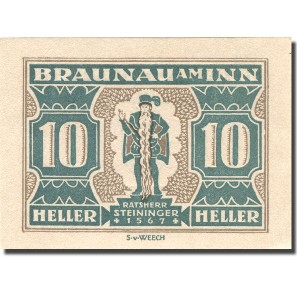 Banknote, Austria, Braunau am Inn, 10 Heller, Blason, 1920 UNC(63) Mehl:FS 101