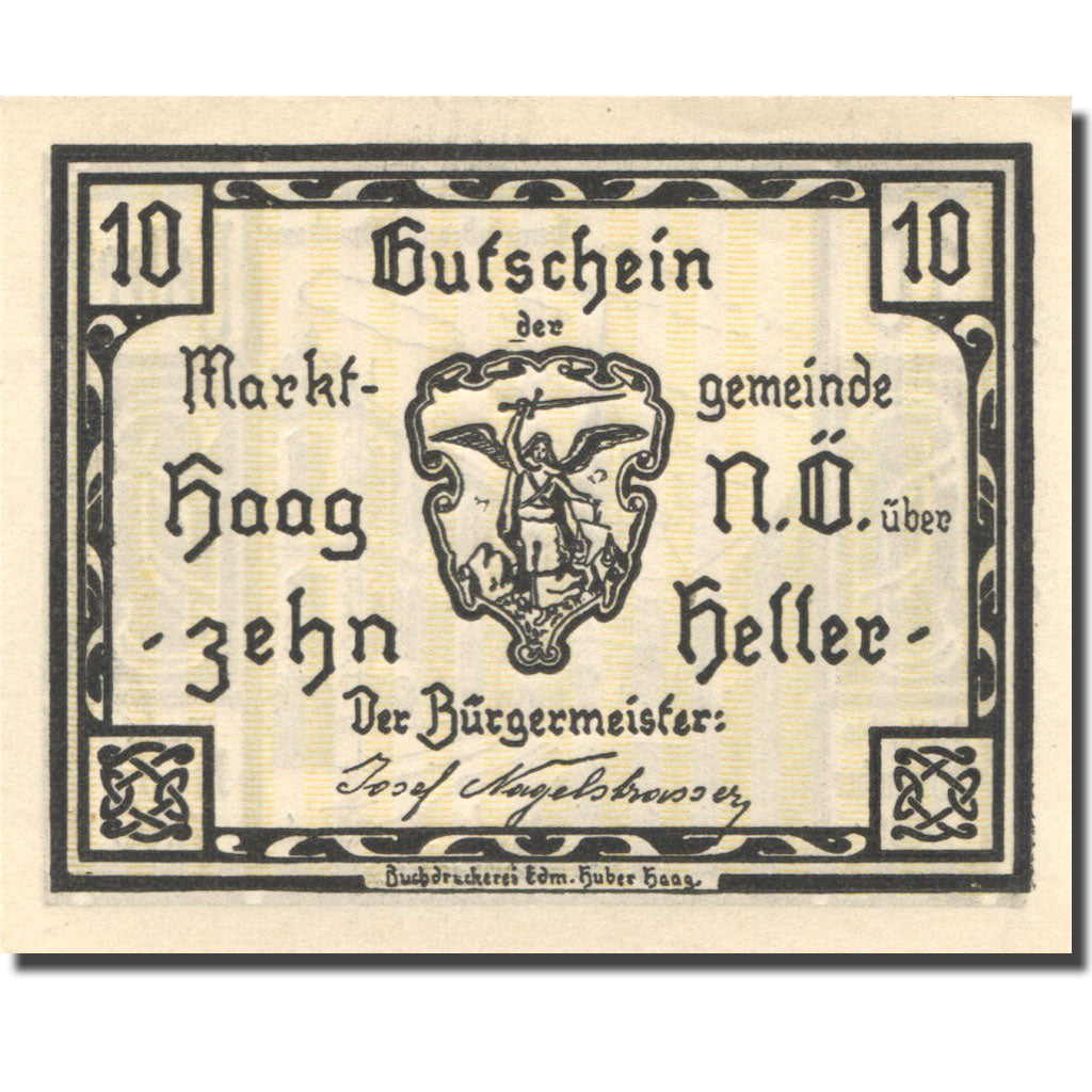 Geldschein, Österreich, Haag, 10 Heller, rue 1920-12-31, UNZ-, Mehl:FS 318V