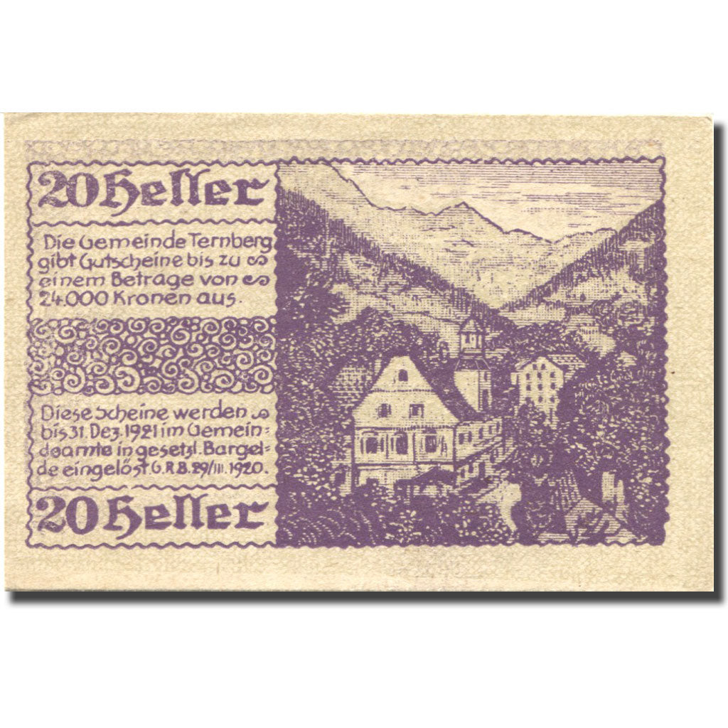 Banknote, Austria, Ternberg, 20 Heller, Eglise 1, 1920 UNC(63) Mehl:FS 1063