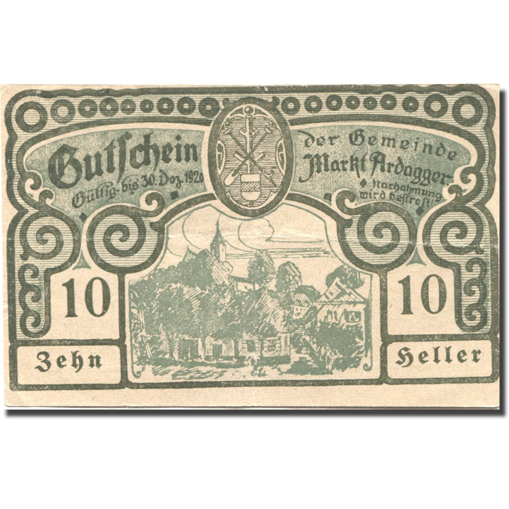 Banknote, Austria, Ardagger, 10 Heller, village, 1920 EF(40-45) Mehl:FS 50b