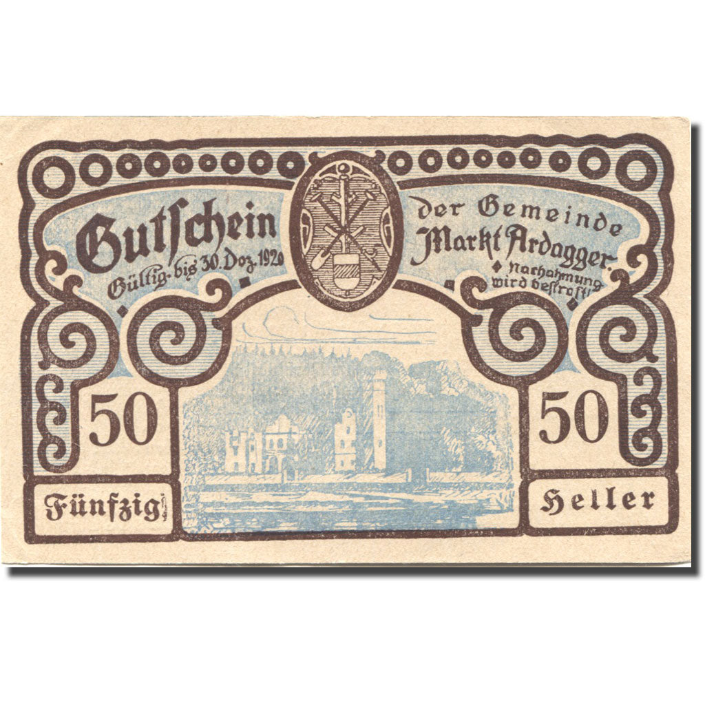 Banknote, Austria, Ardagger, 50 Heller, château 1920-04-20, UNC(63) Mehl:FS 50a