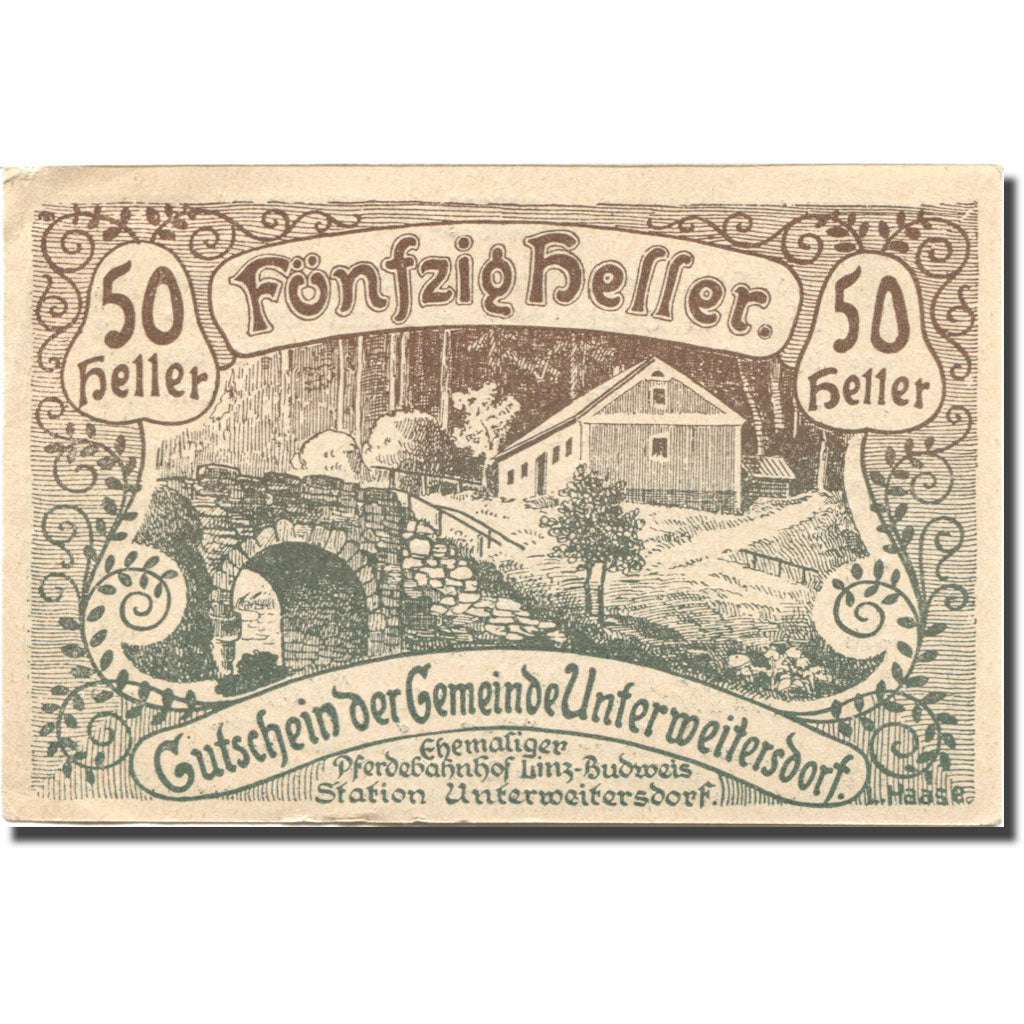 Banknote, Austria, Unterweitersdorf, 50 Heller, ferme, 1920 UNC(63) Mehl:FS 1102