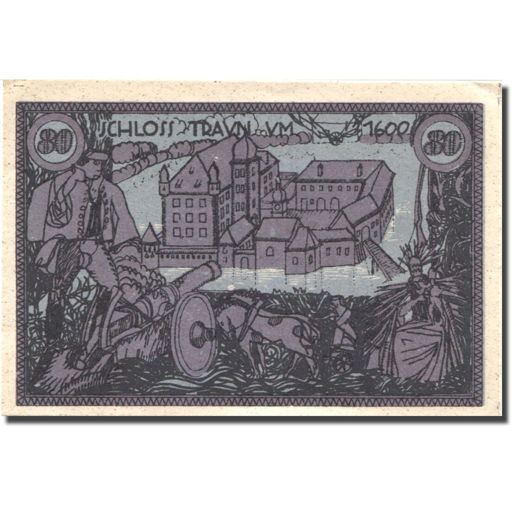 Banknote, Austria, Traun, 80 Heller, chateau 1, 1920 UNC(63) Mehl:FS 1080