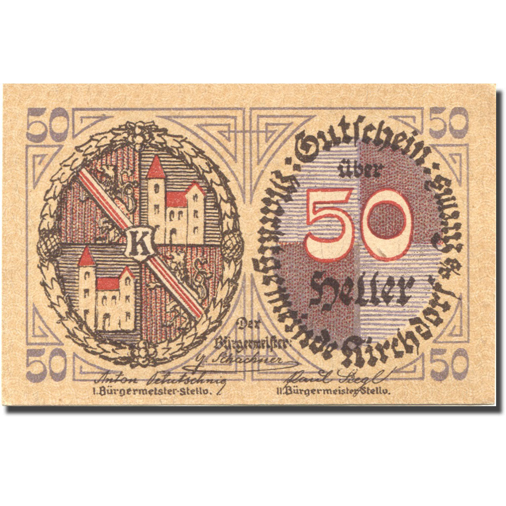 Banconote, Austria, Kirchdorf a/d Krems 50 Heller Blason 1921 SPL Mehl:FS 445IIa