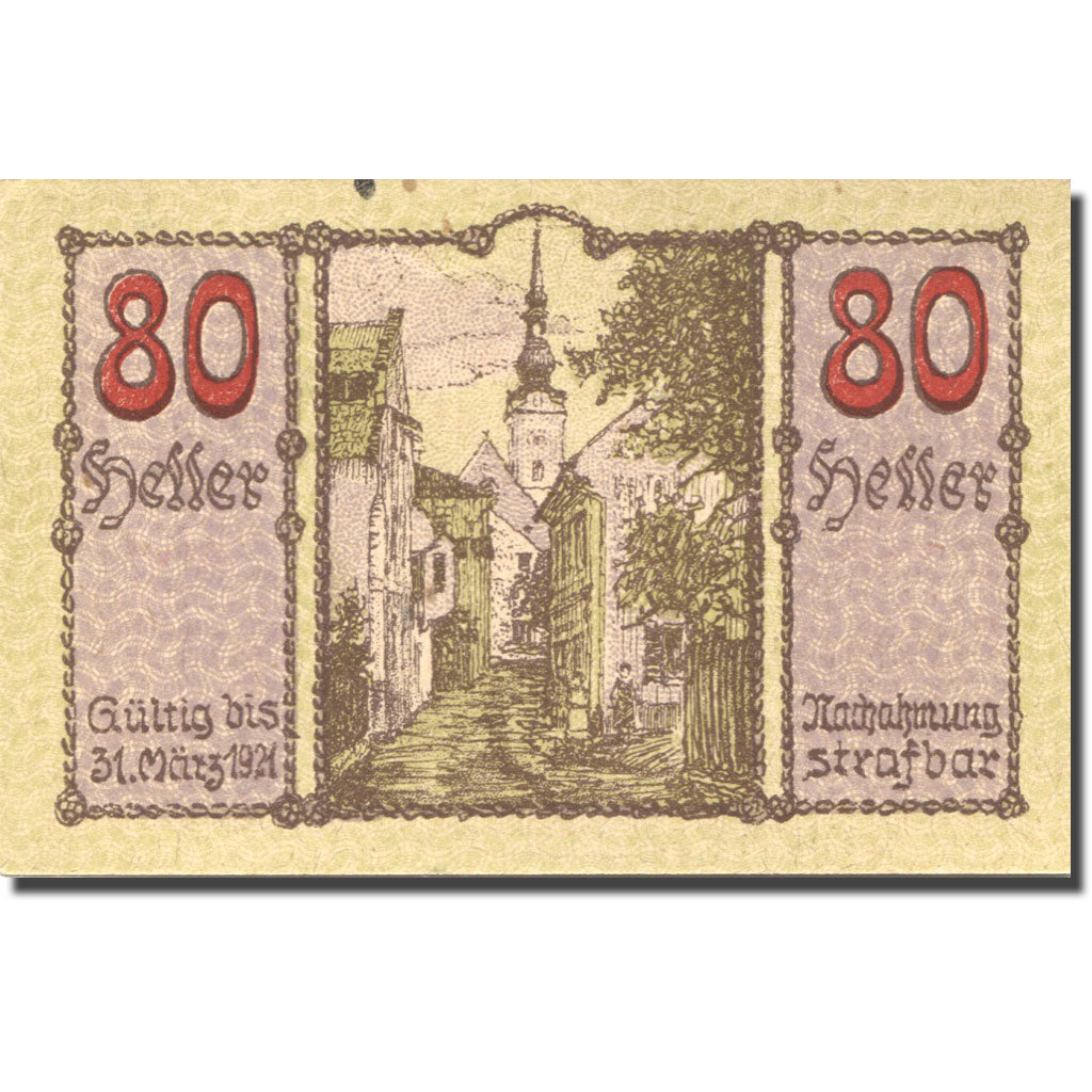 Banknote Austria Kirchdorf a/d Krems 80Heller Blason1 1921 UNC(63) Mehl:FS445IIa