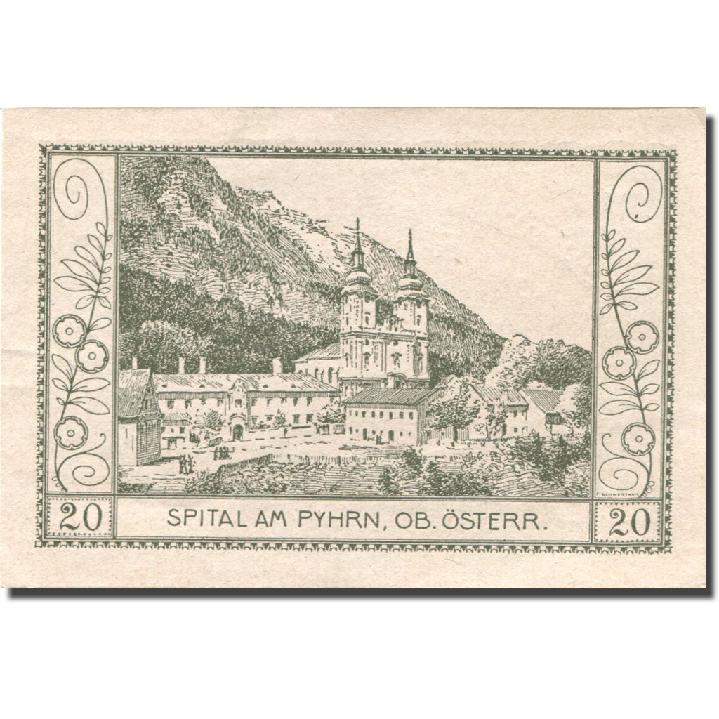 Banknote, Austria Spital am Pyhrn, 20 Heller, Eglise 1921 UNC(63) Mehl:FS 1007Ia