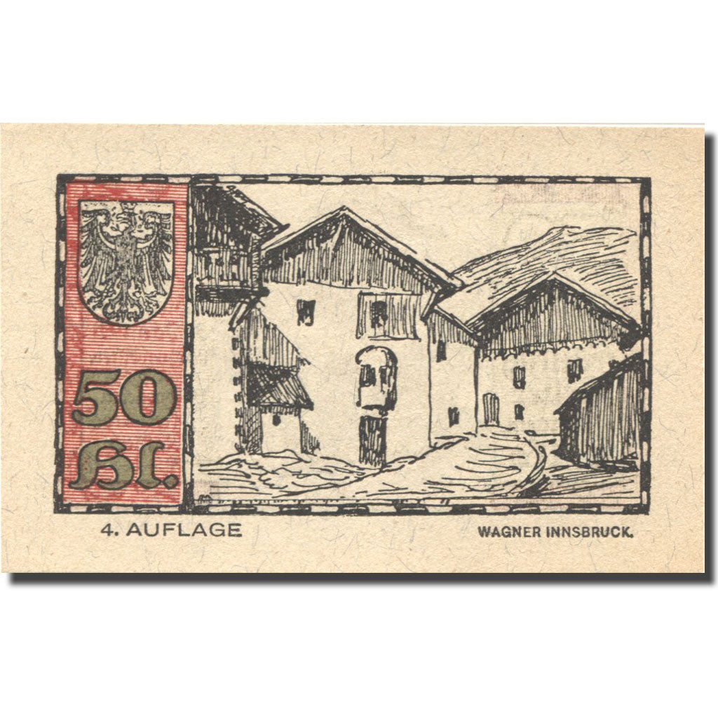 Banknote, Austria, Telfs, 50 Heller, personnage, 1921 UNC(63) Mehl:FS 1061a