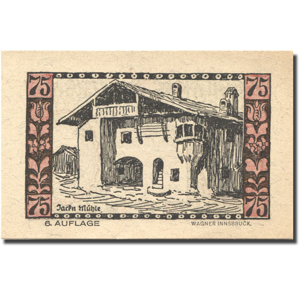Banknote, Austria, Telfs, 75 Heller, personnage 2, 1921, UNC(63) Mehl:FS 1061a