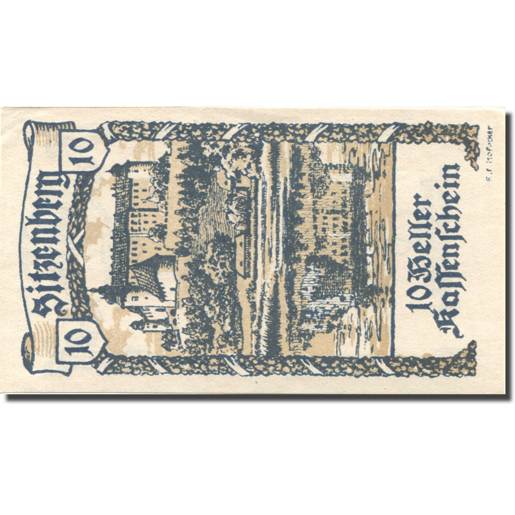 Banconote, Austria, Sitzenberg, 10 Heller, château, 1920 SPL Mehl:FS 1002