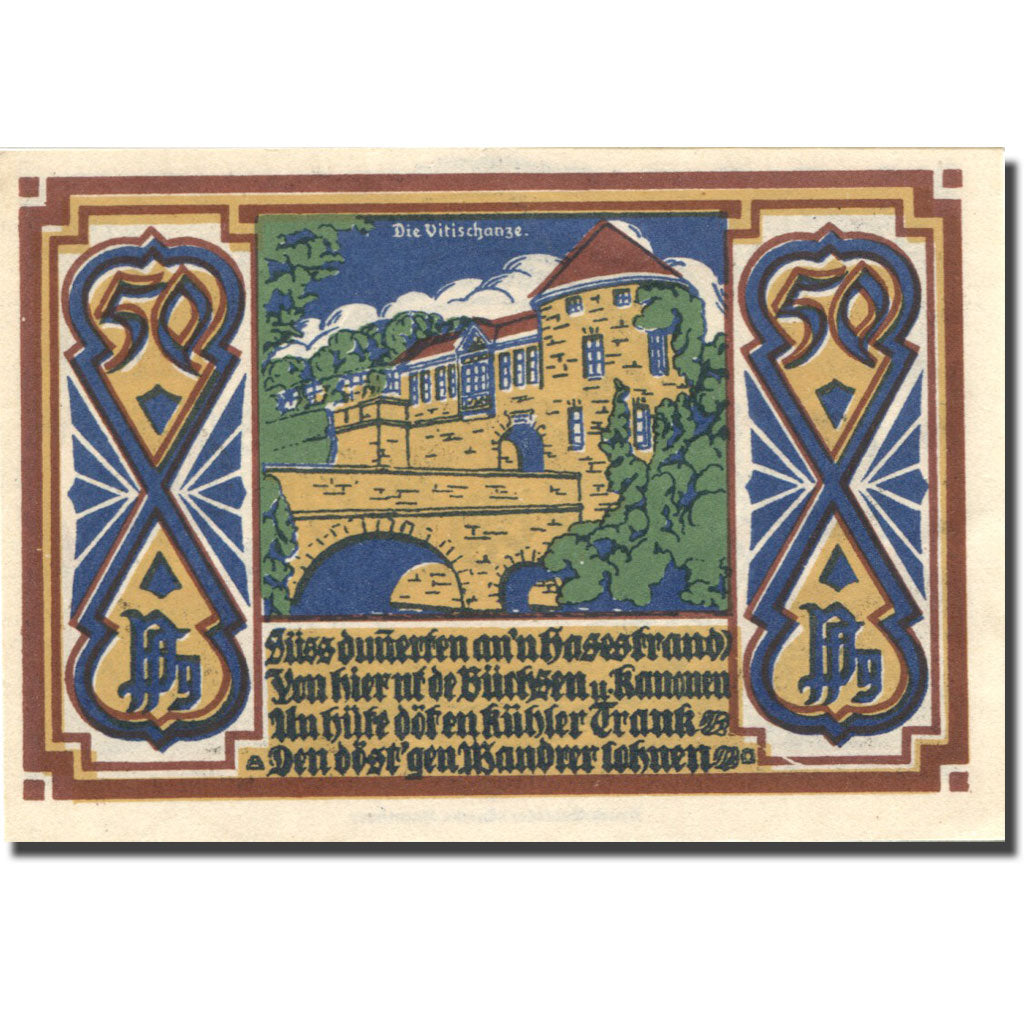 Banknote, Austria, Osnabruck, 50 Heller, château, 1921, UNC(63), Mehl:FS 1032.1