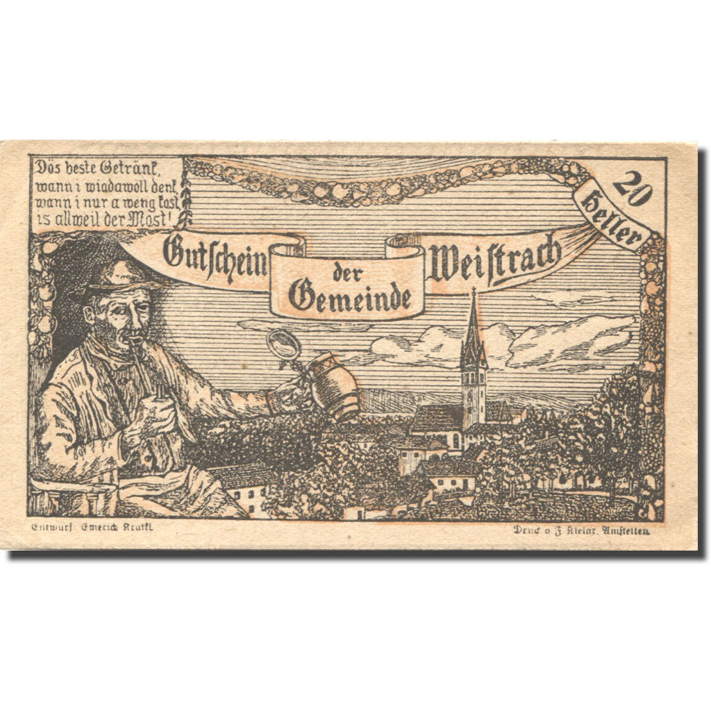 Banknote, Austria, Weistrach, 20 Heller, paysage 1, 1920 UNC(63) Mehl:FS 1161c
