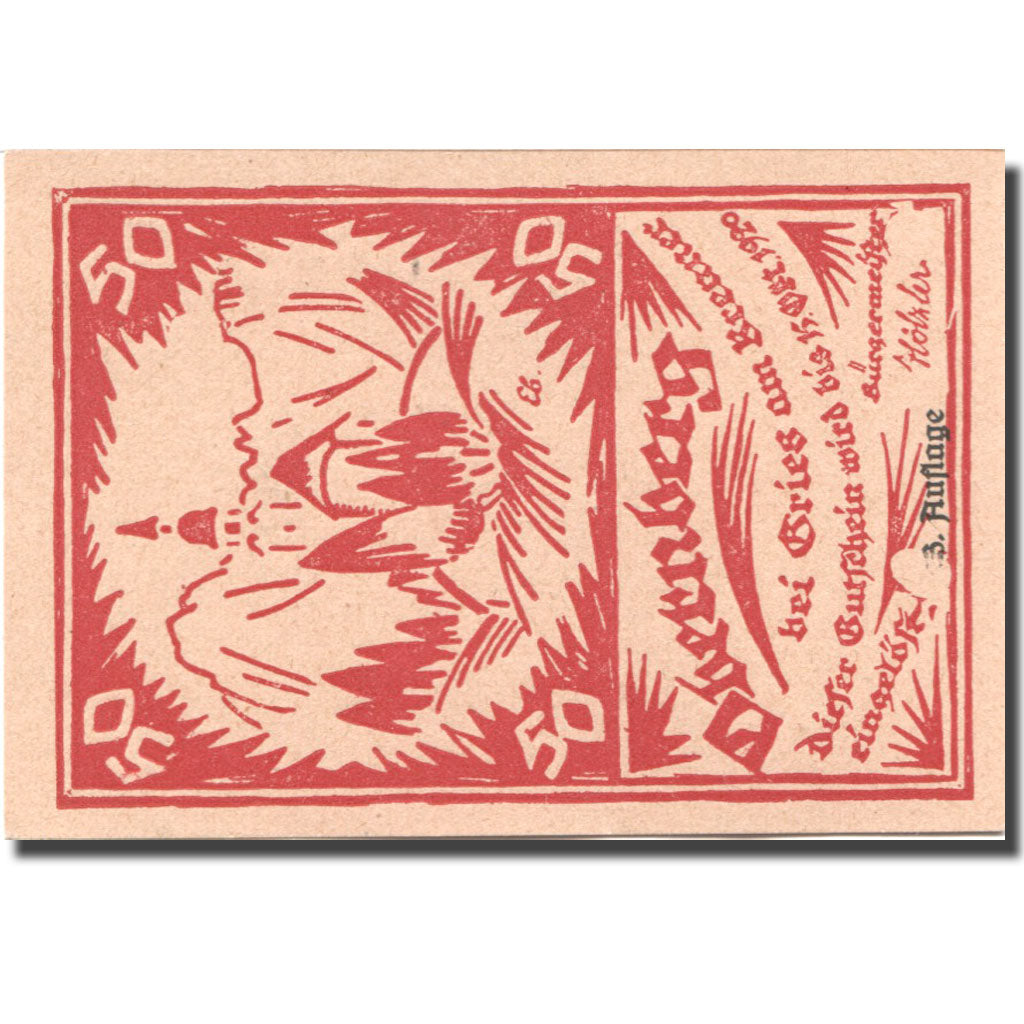 Banknote, Austria, Obernberg, 50 Heller, Eglise, 1920 UNC(63) Mehl:FS 685Ic