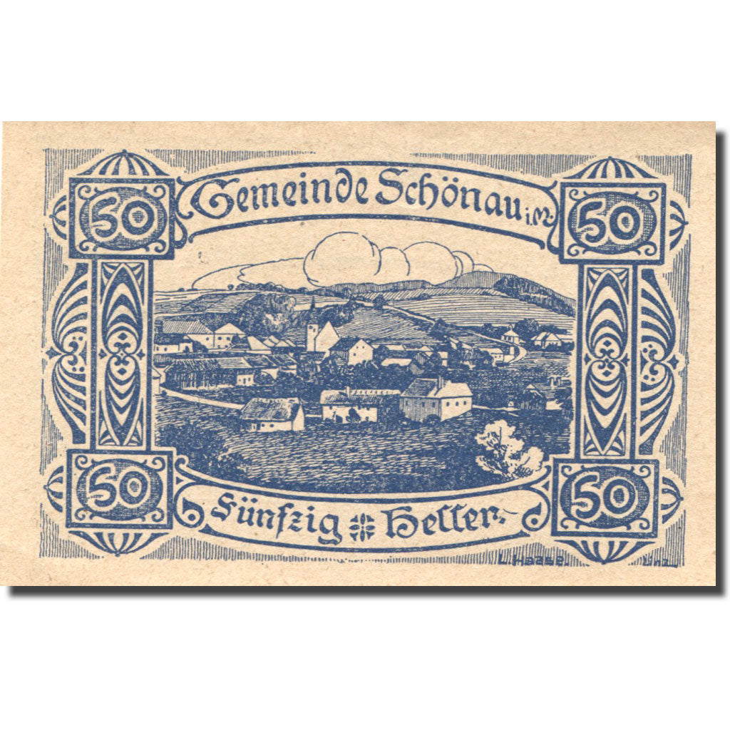 Banknote, Austria, Schönau, 50 Heller, paysage, 1920, UNC(63) Mehl:FS 966b