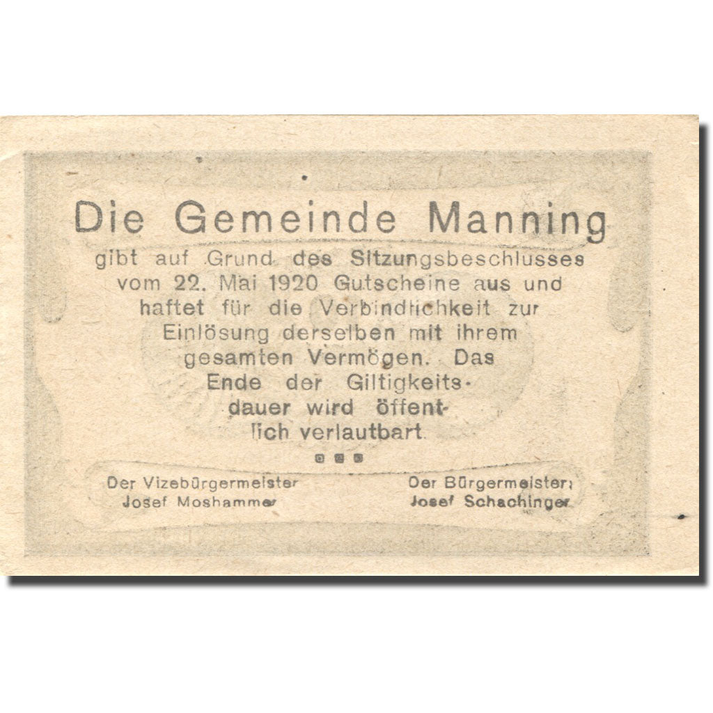 Banknote, Austria, Manning, 10 Heller, ferme 1920-05-22, UNC(63), Mehl:FS 578b