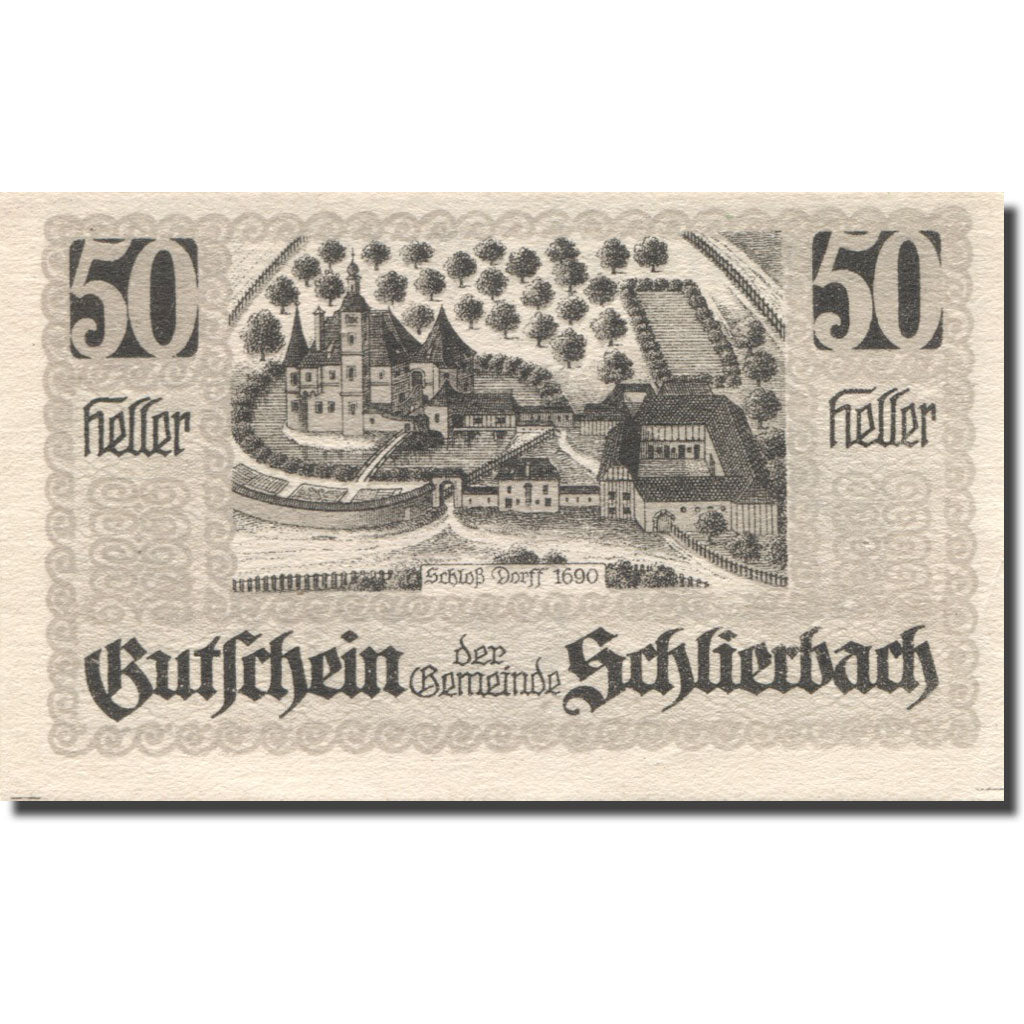 Banknote, Austria, Schlierbach, 50 Heller, château, 1920 UNC(63) Mehl:FS 962IIa