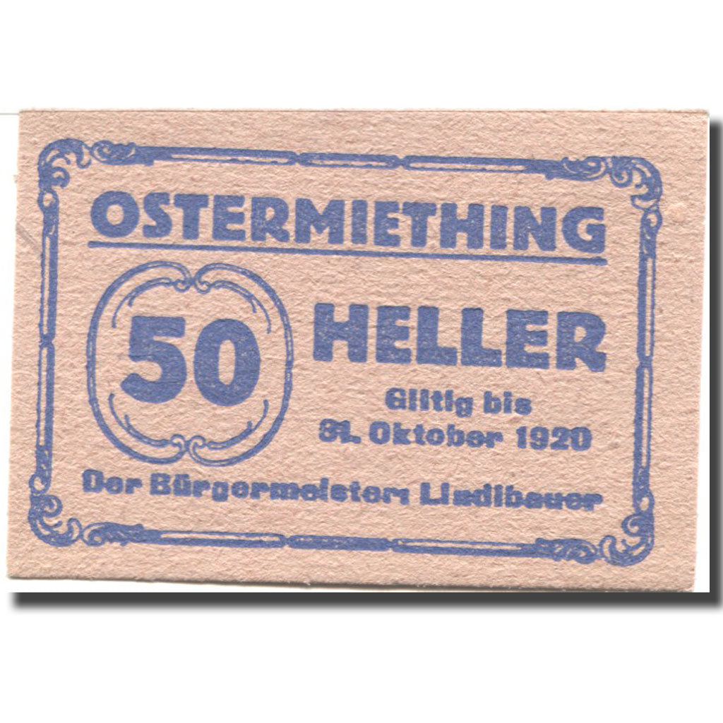 Banknote, Austria Ostermiething 50 Heller face value 1920 UNC(63) Mehl:FS 713IIa