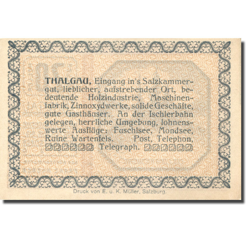 Banknote, Austria, Thalgau, 20 Heller, Forêt 1920-09-30, UNC(63), Mehl:FS 1065a
