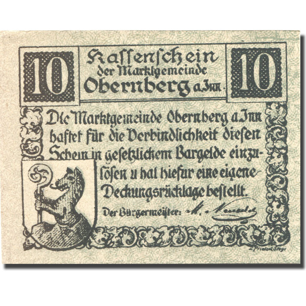 Banknote, Austria, Obernberg, 10 Heller, village, UNC(63), Mehl:FS 686Ia