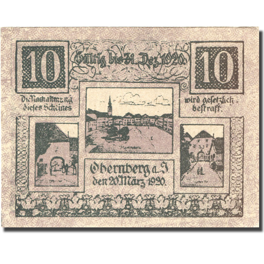 Banknote, Austria, Obernberg, 10 Heller, village, UNC(63), Mehl:FS 686Ia